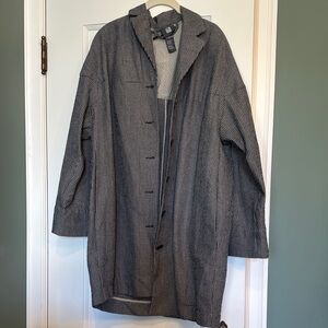 Black and Gray Houndstooth Coat with Relaxed Fit